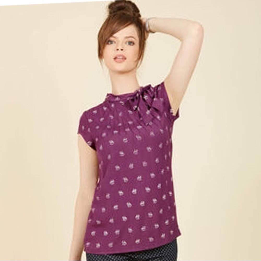 ModCloth Fox 🦊 Up Up & Amaze Plum Purple Blouse